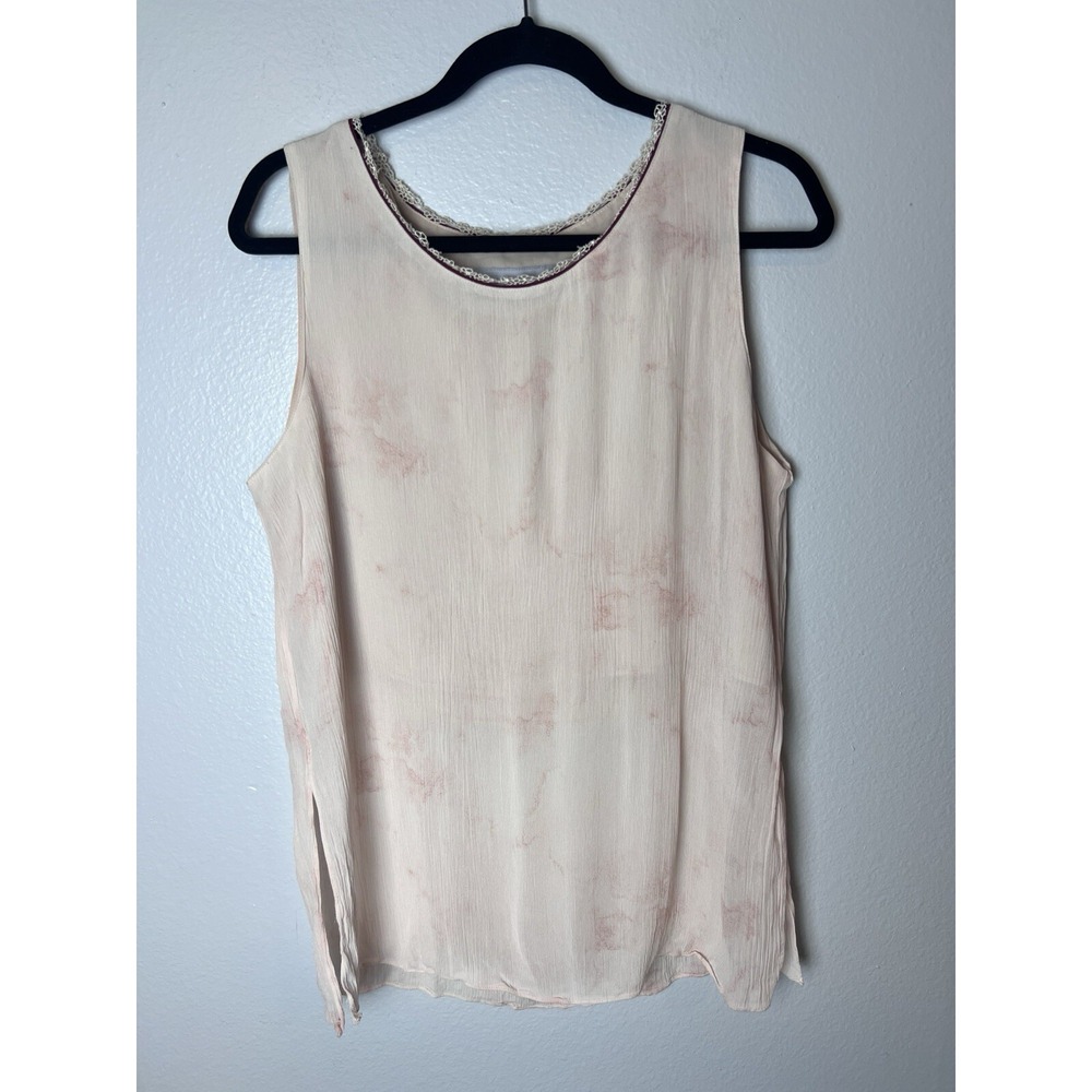 Platinum Dorothy Schoelen Tank Women's L Pink Cami Lace Neckline Lined‎ 90's
